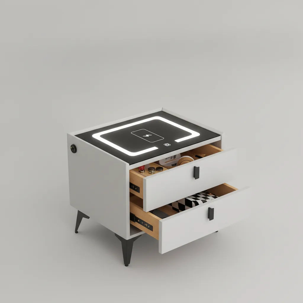 Table de Chevet avec Station de Charge Image