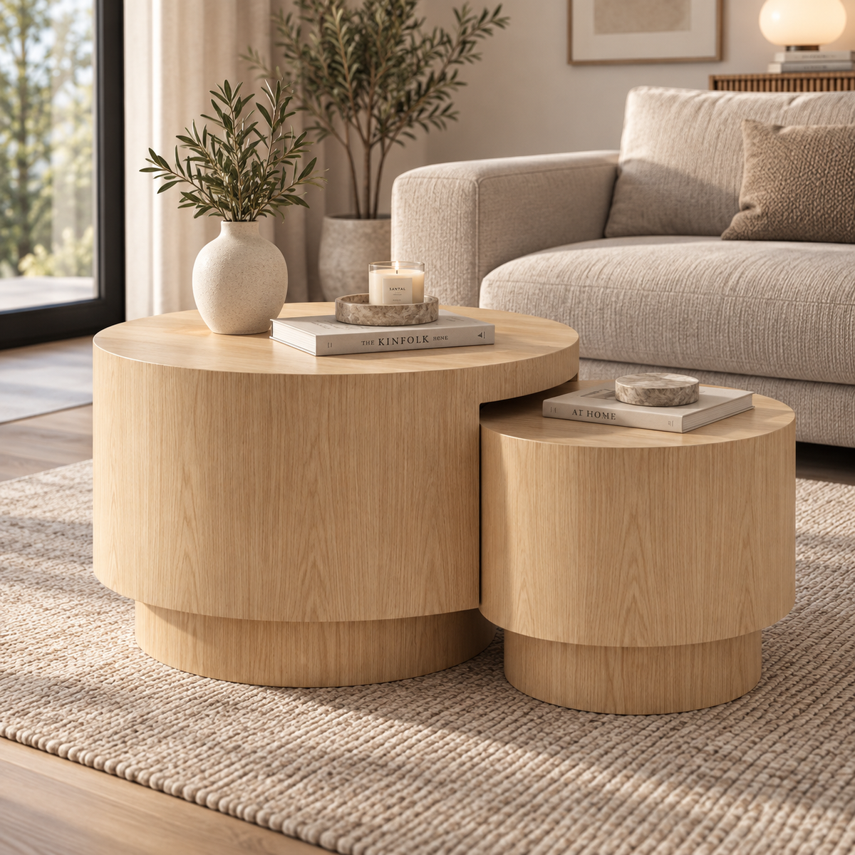 Lot de 2 Tables Gigognes Rondes – 48cm et 38 cm