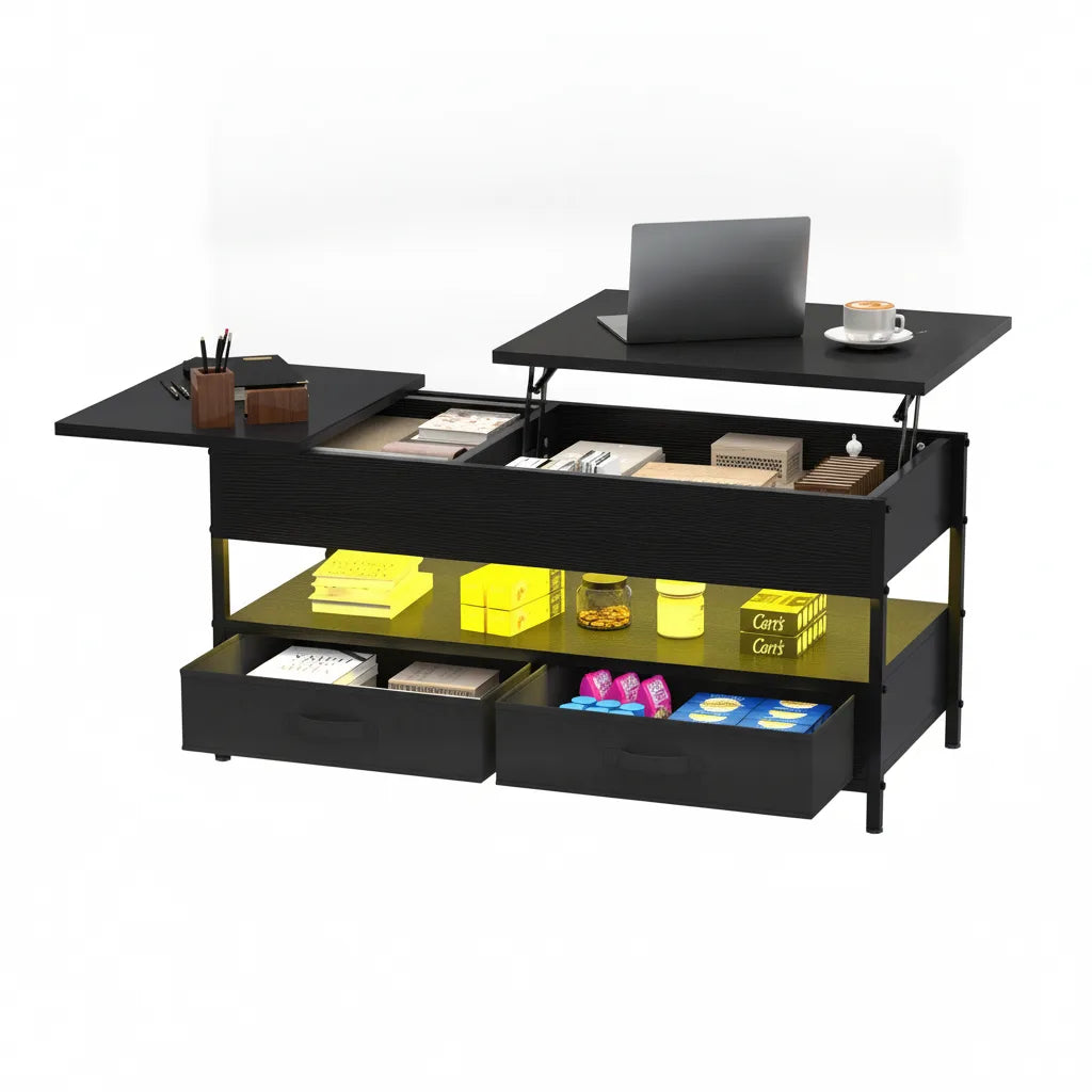 Table Basse Relevable 106 cm avec LED 16 Couleurs