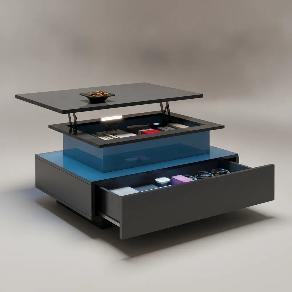 Table Basse Relevable Rectangulaire avec LED