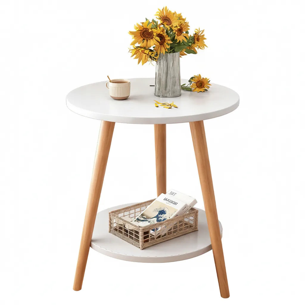 Table d’Appoint Ronde 2 Niveaux 50 x 50 x 60 cm