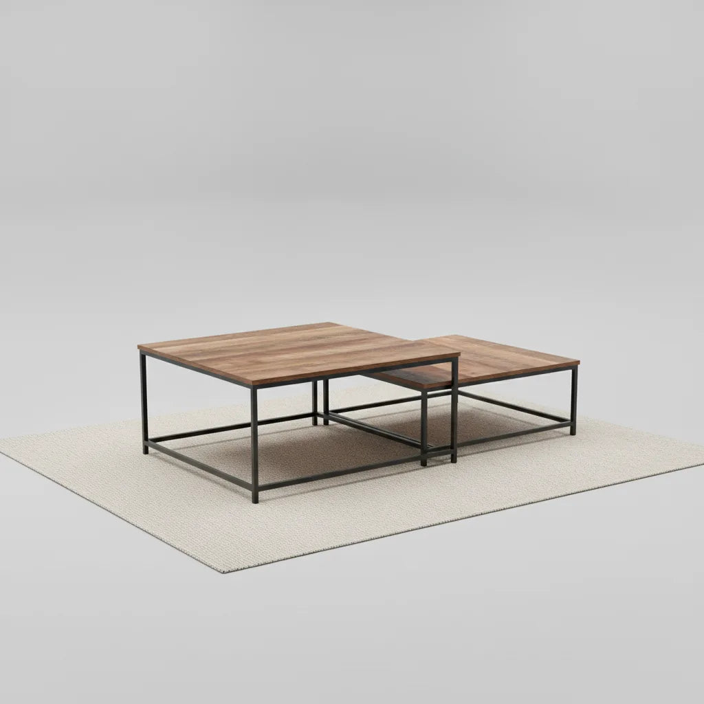 Lot de 2 Tables Basses Gigognes 80 x 80 x 35 cm
