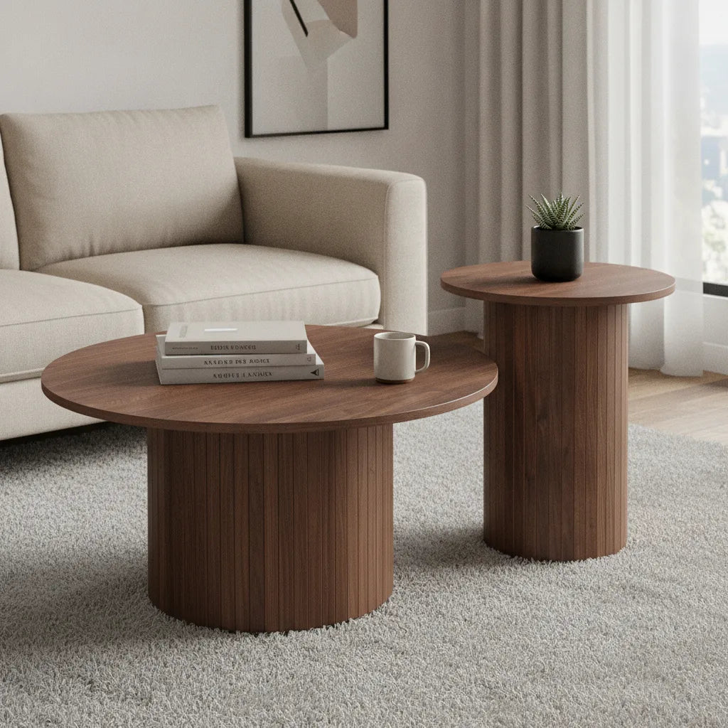 Lot de 2 Tables Basses Gigognes Rondes 70 et 40 cm