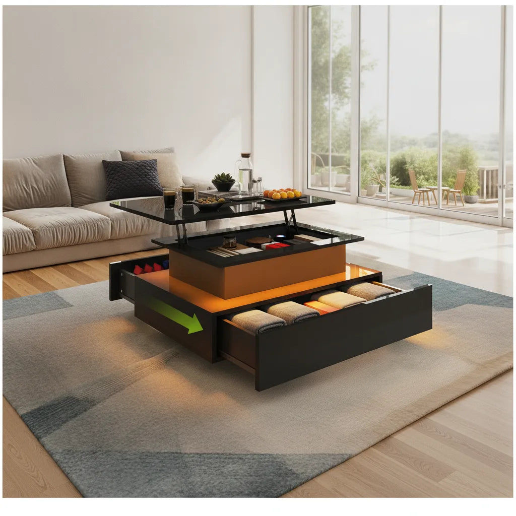 Table Basse Relevable Rectangulaire avec LED