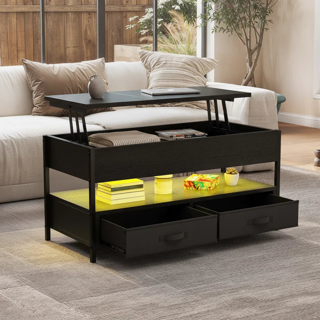 Table Basse Relevable 106 cm avec LED 16 Couleurs