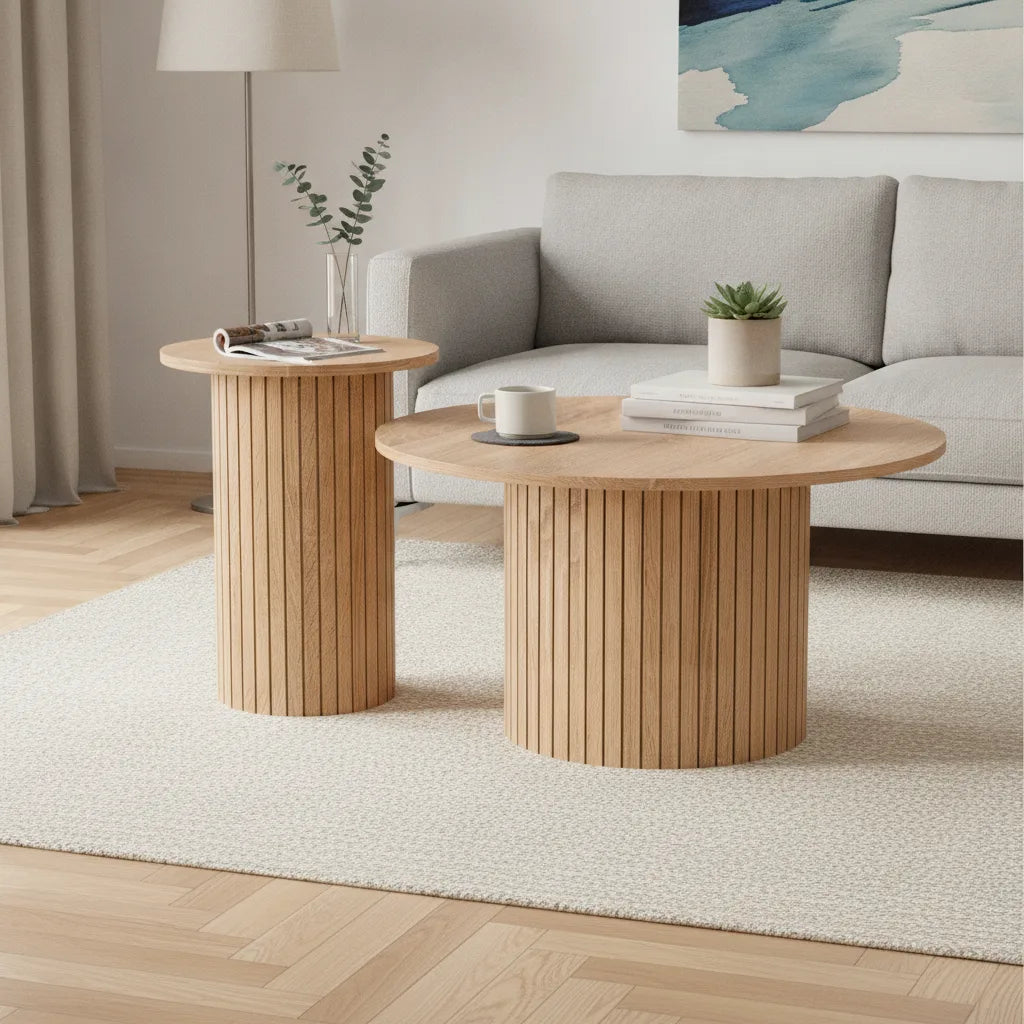 Lot de 2 Tables Basses Gigognes Rondes 70 et 40 cm