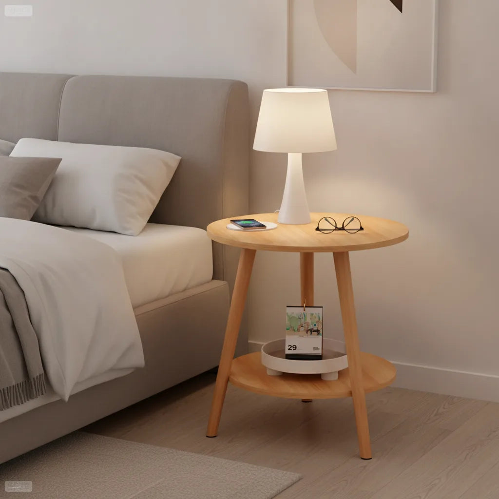 Table d’Appoint Ronde 2 Niveaux 50 x 50 x 60 cm