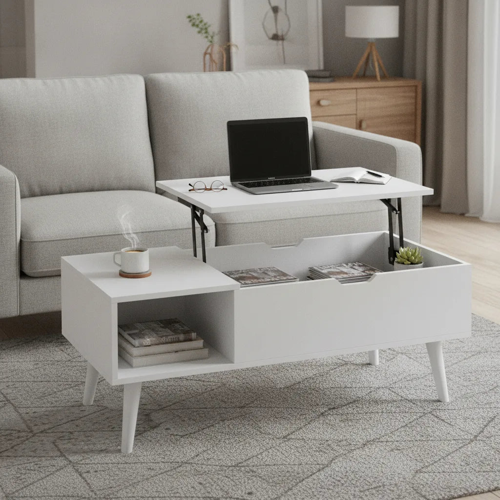 Table Basse Relevable avec Rangement