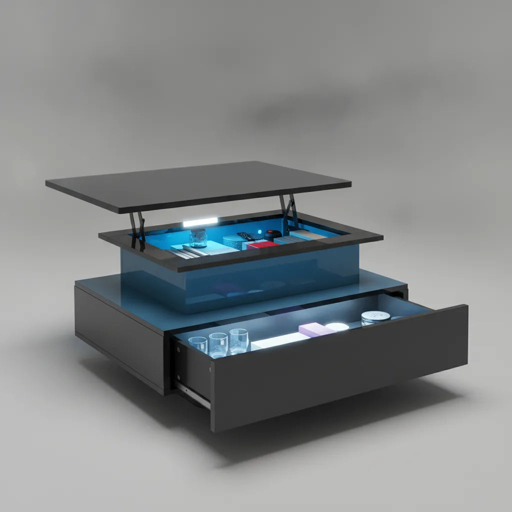 Table Basse Relevable Rectangulaire avec LED