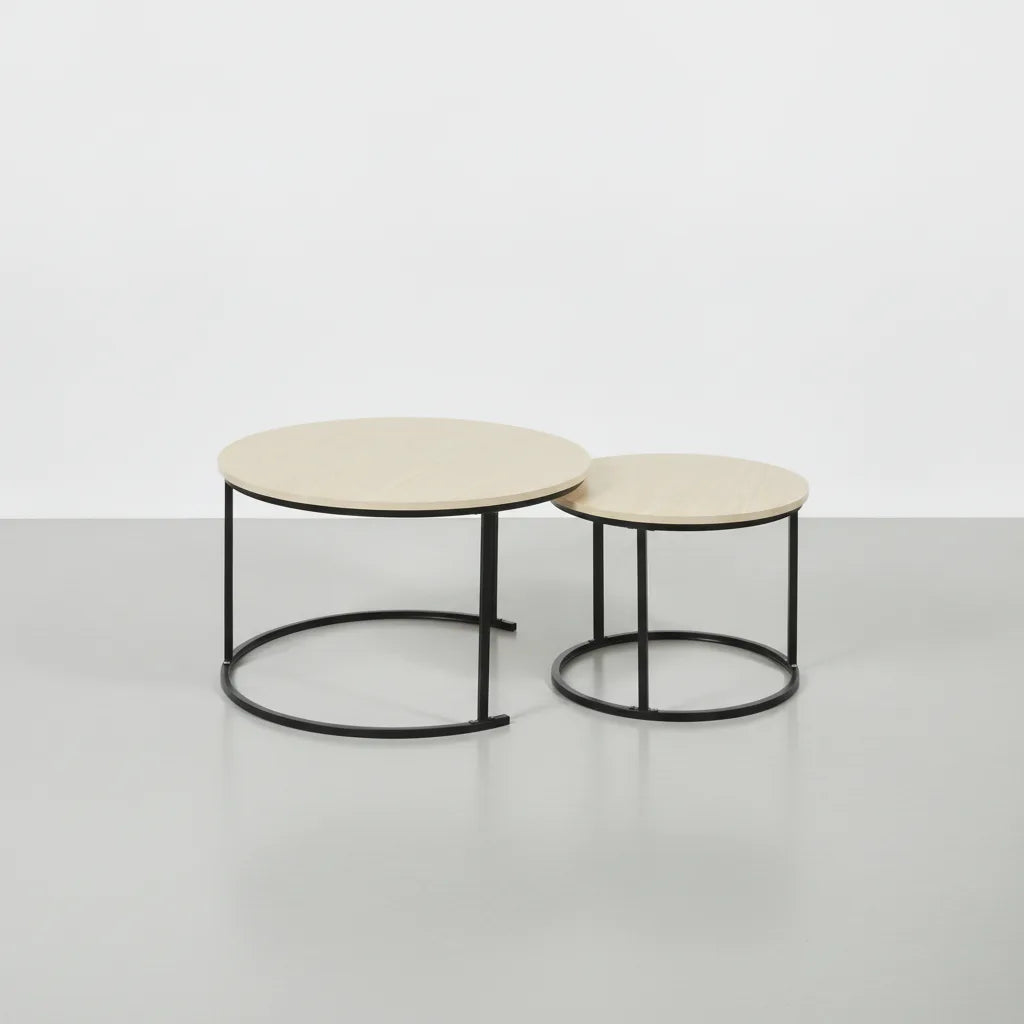 Lot de 2 Tables Basses Rondes pour Salon et Chambre