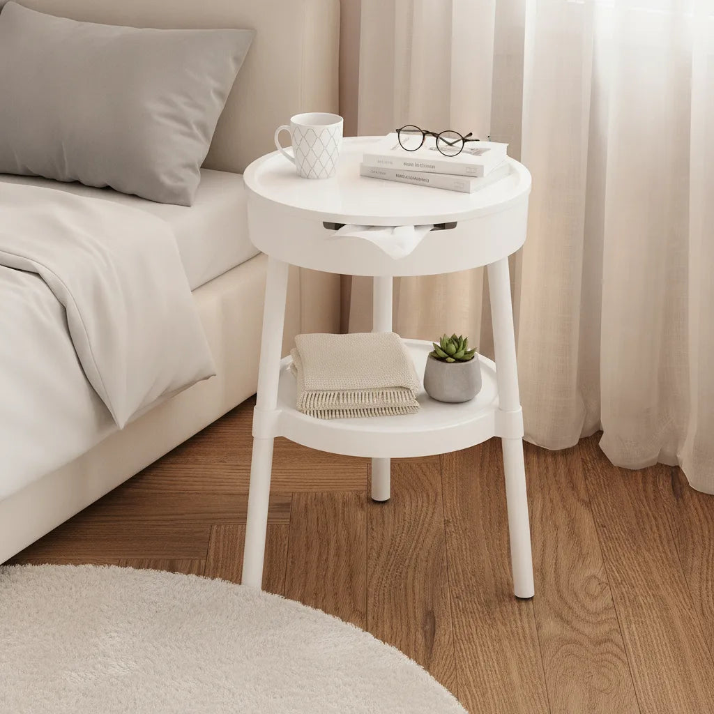 Table d’Appoint Ronde au Design Minimaliste pour Salon et Chambre
